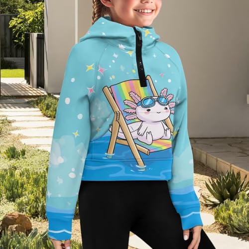 Girls Half Zip Up Hoodies Size 5-14T Long Sleeve Crew Neck Hooded Hoodies4