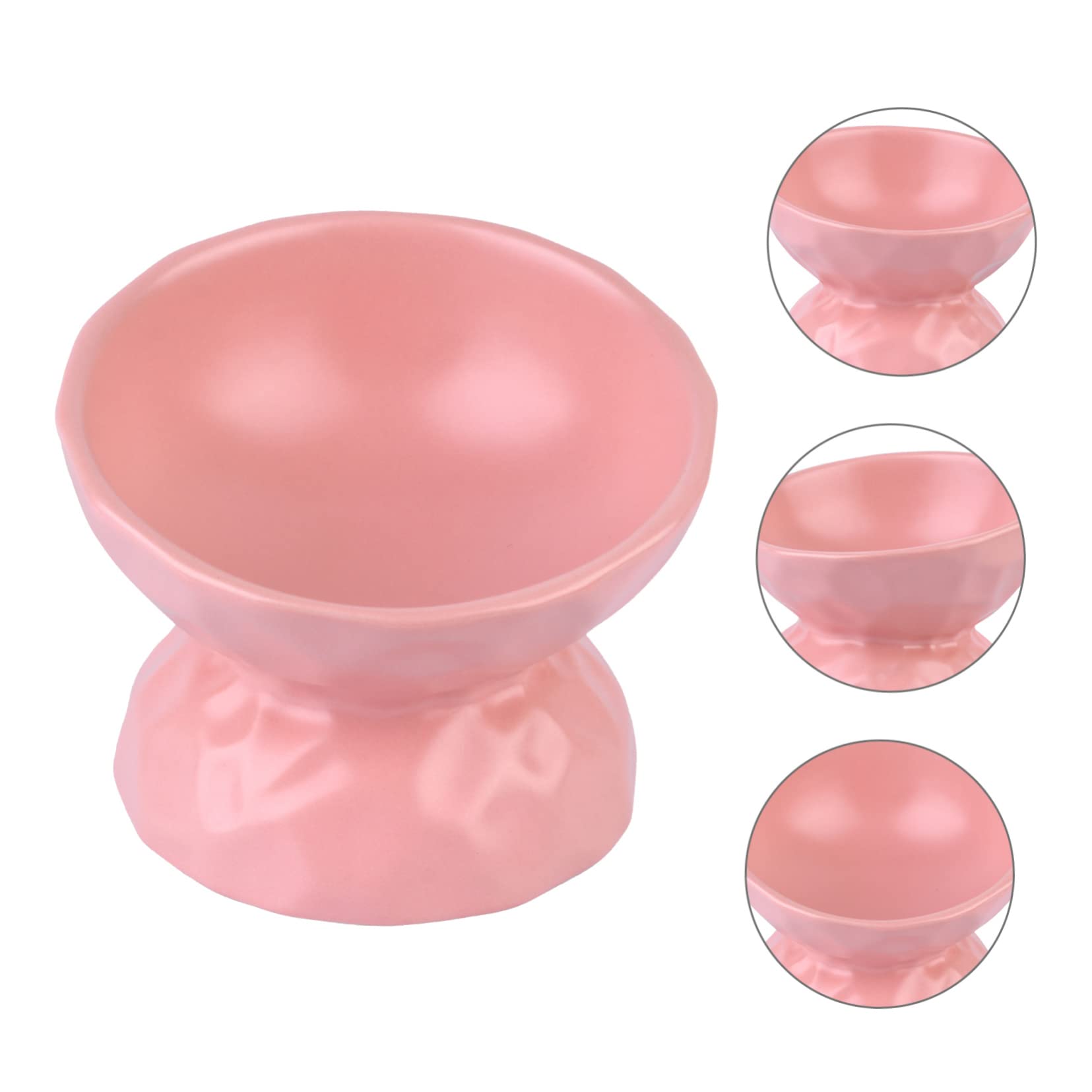 Erhöhter Keramik Futternapf mit Hohem Sockel, Rosa, Geneigt