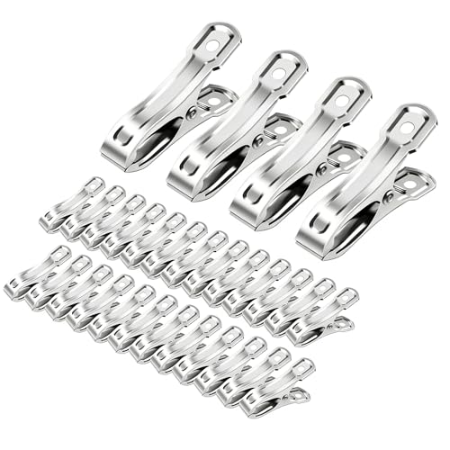 Lxdzsm 40 PCS Stainless Steel Greenhouse Clamps Strong Grip Metal Clips for Garden - Secure Shade Cloth Plant Netting & Covers on Hoops Universal Garden Tools with Small Metal Clamps