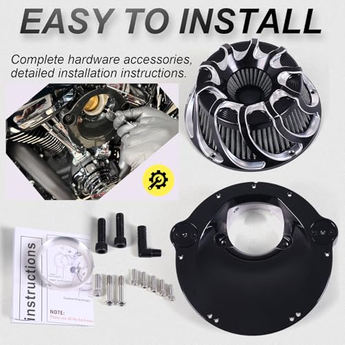 Image of For harley air cleaner filter Touring street glide road king electra tri trike Dyna Sportster XL 883 1200 Softail air intake (Drift style -Black, E-For Touring 2023-UP,Softail 2025-UP)