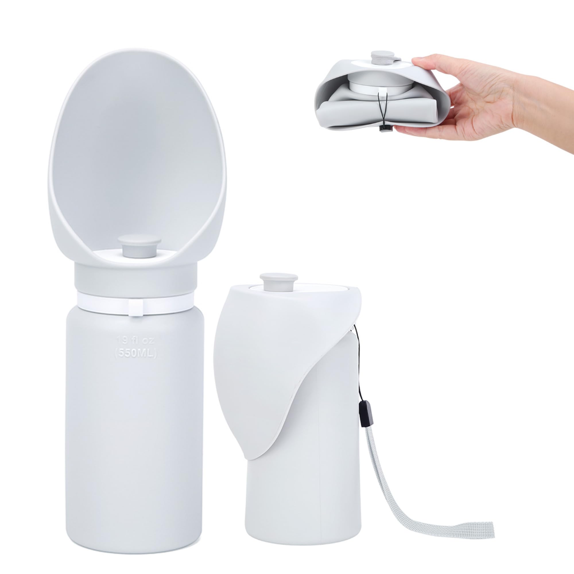 Meloive Botella de Agua para Perros 550ml, con Cuenco de Agua Plegable | Bebedero Perro Portátil, Botella para Perros y Gatos Caminar al Aire Libre Senderismo Viaje