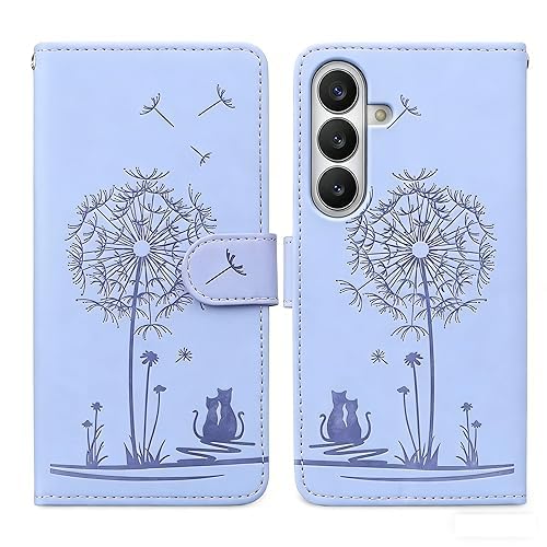 Housse Samsung Galaxy S26 Plus en cuir PU violet motif chat finition magnétique