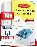 Aeroxon Silberfischfalle 10er Pack – Hochwirksame Klebefallen Silberfische, Insektizidfreie Papierfische Falle, Langanhaltender Schutz