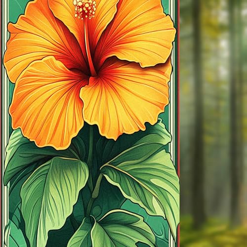 Image of Nuxovilar Yellow Flower Floral Pattern Cling Window Film 17.5x39.3 PVC