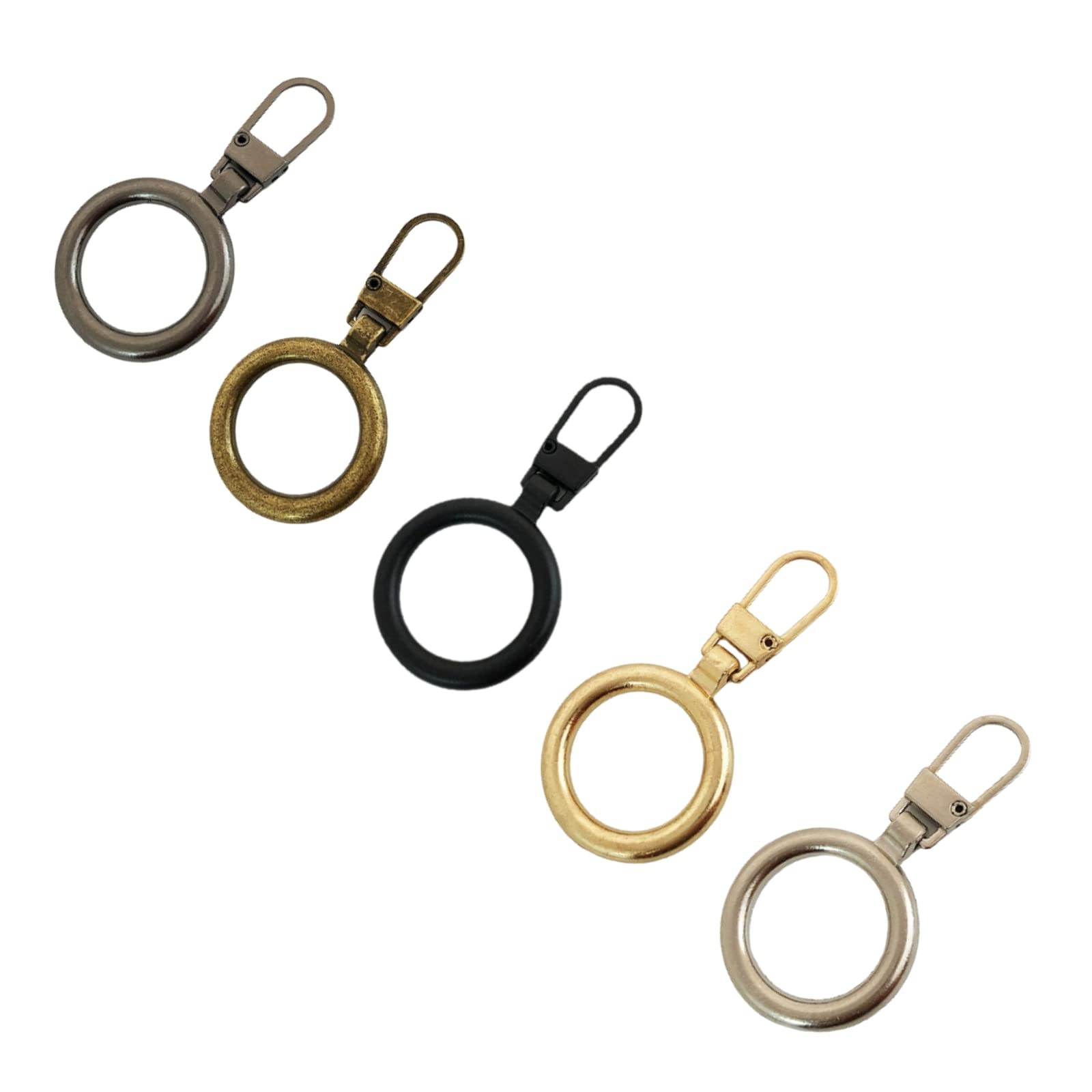 Yijan 5Pcs Tool-Free Detachable Stylish Zipper Pull,Replacement Zipper Tab Repair Zipper Handle,for Clothing Backpacks Boots Purse Luggage,5 Colors (Multicolor B)