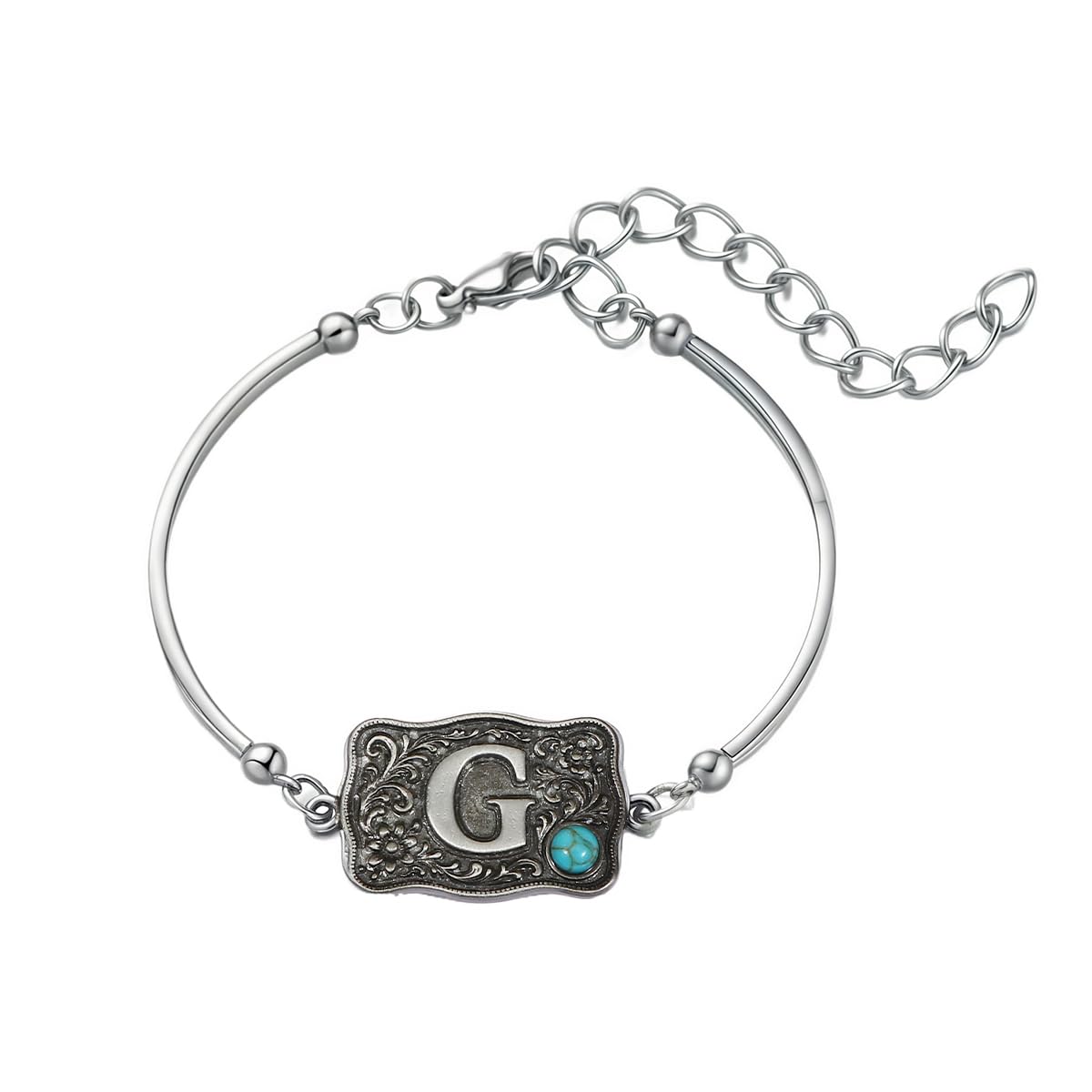 Belt Buckle Bracelet Initial Letter A-Z Bracelets Western Cow Tag Bracelet Belt Buckle Necklace Western Style Initial Letter Pendant Necklace
