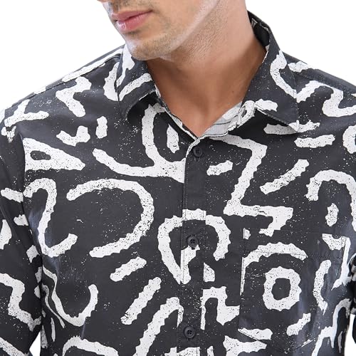 Image of Spykar Men's Slim Fit N /A Full Sleeve Printed Casual Shirts