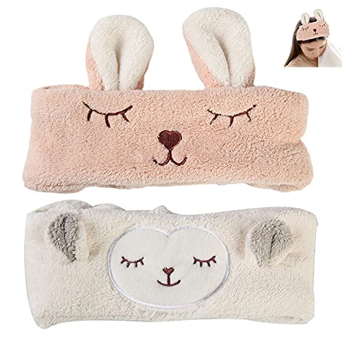 2 Pièces Bandeau Spa Femme Bandeau De Soins Féminins Bandeau De Maquillage Mignon Bande De Cheveux De Lavage De Visage Mignon Pour Laver Spa Yoga Beauté Soins Du Visage Et Maquillage (Beige Rose) Cover