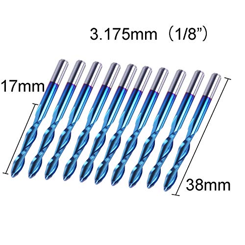 Sainsmart 2-FLUTE BALL NOSE Genmitsu 10Pcs Nano Blue Coat Ball Nose End Mill Cnc Router Bits thumb #1