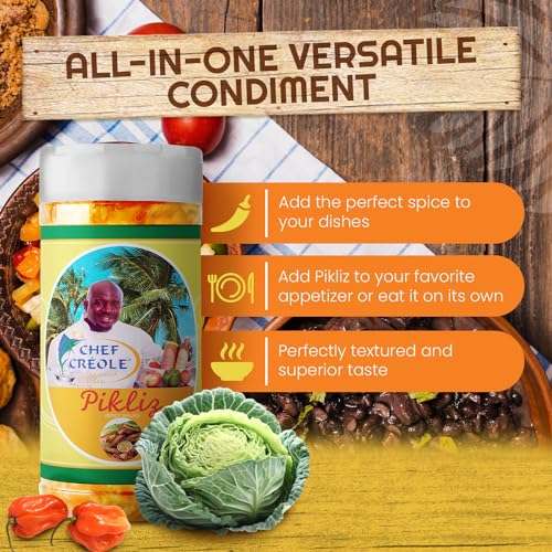 Chef Creole Pikliz Traditional Haitian Pickled Vegetable Condiment - Authentic Creole Flavor with Cabbage, Carrots, Hot Scotch Bonnet Peppers & Spices - Fat-Free, Vegan, Non-GMO (3 pack, 16oz each) - Image 2