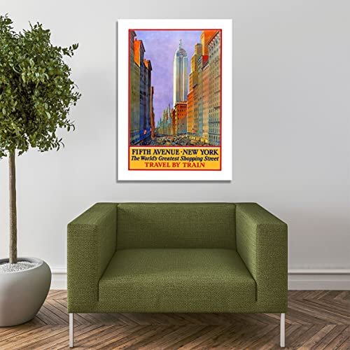 Affiche de voyage encadrée New York Fifth Avenue au rendu mat premium