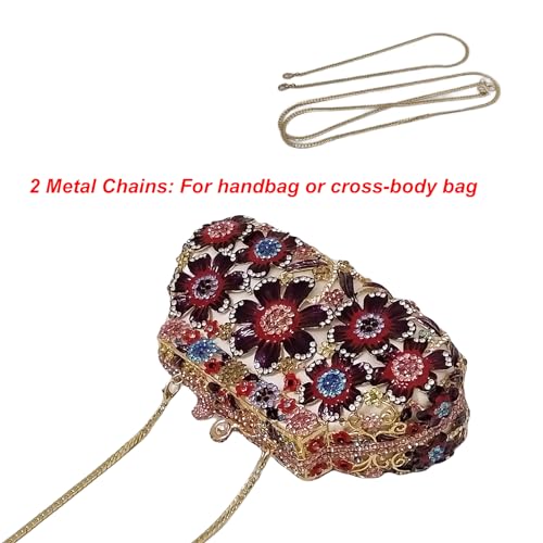 Image of Fancy Vintage Flower Rhinestone Clutch Multicolor Floral Crystal Evening Bag Purse Wedding Cocktail Bag