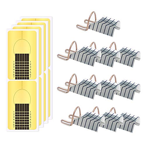 krofaue 100 Pieces Acrylic Nail Forms Self-adhesive Sticker Gold + 10 Pieces Silver Reusable Nail Tip Art Extension Forms Guide Protector for Home Nail Salon Supply