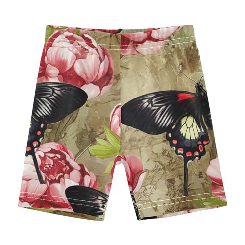 Floral Butterfly Rose Flowers Girls Biker Shorts Toddlers Cotton Under Dress Shorts Funny 4t Summer Clothes