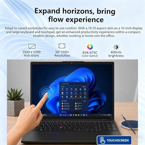 Image of Lenovo ThinkPad L16 Touchscreen Premium Business Laptop, AI PC | 16 inch WUXGA Anti-Glare Display, Ultra 5 225U (Up to 4.8GHz), 16GB DDR5 RAM, 1TB SSD, Fingerprint, Backlit, WiFi 6E, Win11 Pro