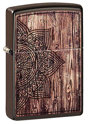 Zippo Wood Mandala Design Brown Matte Pocket Lighter