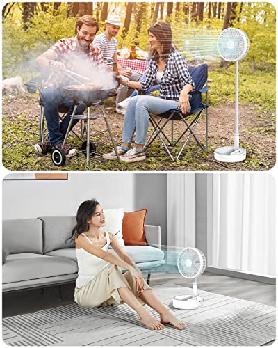 Rantizon Portable Standing Fan, 8" Foldable Desk Stand Up Oscillating Fan With Remote, 7200Mah Quiet Table Fan, 4 Speed Settings Telescopic Pedestal Fans For Personal Bedroom Office Fishing Camping #TOP6
