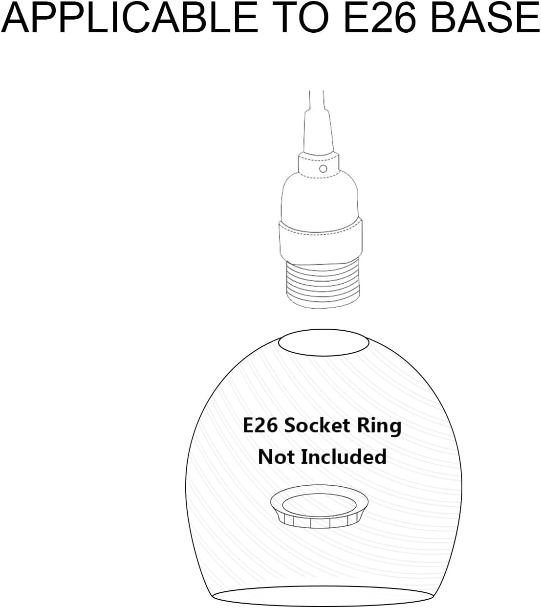 Bell Shaped Hammer Clear Swirl Blue Glass 3-pack Covers for Glass Globe Pendant, Round Fitter Opening Lighting Fixture Replacements