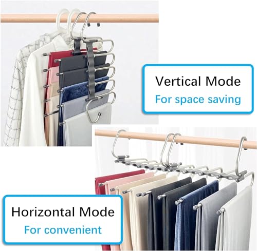 Image of HOME CUBE 1 Pc Stainless Steel Foldable Clothes Hanger for Wardrobe Garment Hangers Space Saving Multifunctional Magic Hanger for Pants Jeans Trousers Scarves Saree Hanger