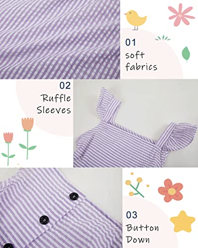 Saodimallsu Girls Summer Dress Spaghetti Strap cami Beach Sundress Spring Outfits for Kids Striped Dress Ruffle Sleeve4