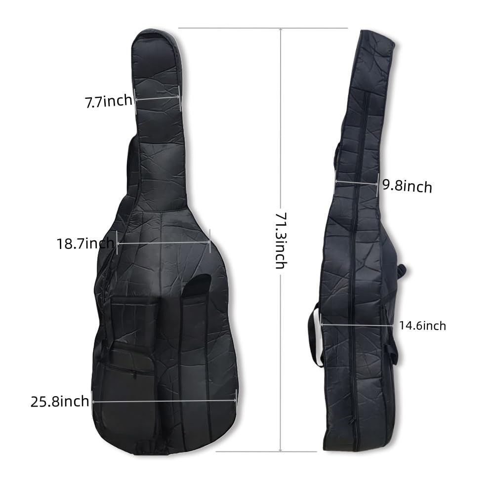 YoungMonic 3/4 Upright Double Bass Bag - Thick Padding and Durable Oxford Cloth for String Double Bass, Protecting Your Instrument (01)