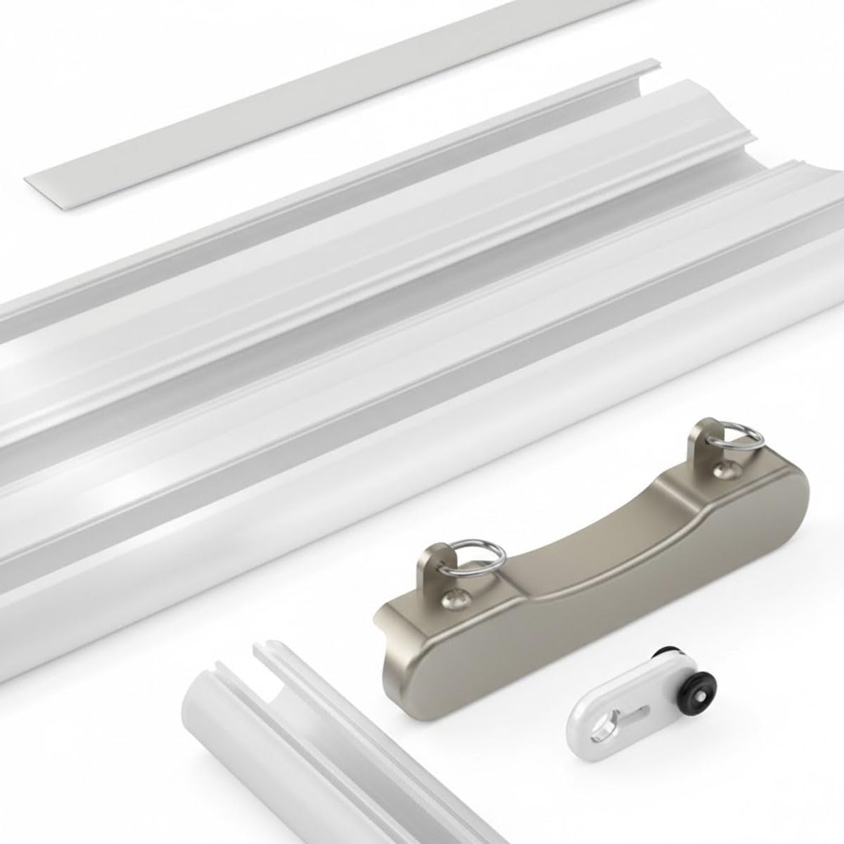 Système de rail double ain à 2 couches pour plafond coulissant lisse 100680 cm en aluminium réglable (Champagne 380 cm / 12.5ft) pour décoration d'intérieur