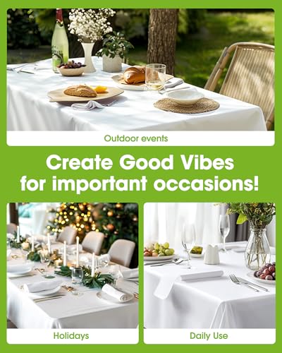 Pureegg Plastic Table Cloth Disposable 20 Pack, 54 x 108 Inch Table Cloths, Party, Picnic, Wedding, Decorative Tablecloths, Rectangle, White Plastic Cover, Leakproof & Sturdy, White - Image 6
