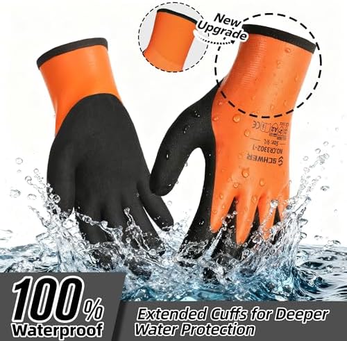 Schwer 2 Pairs 100% Waterproof Winter Work Gloves Latex Coated, CR3302-1, L Alternate view