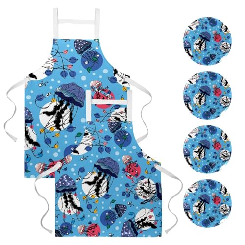 Tablier de serveuse multicolore grand format avec 4 broches de réglage