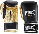 Everlast - Guantes de entrenamiento de piel premium de 40,6 g - P00000614, Negro/Dorado