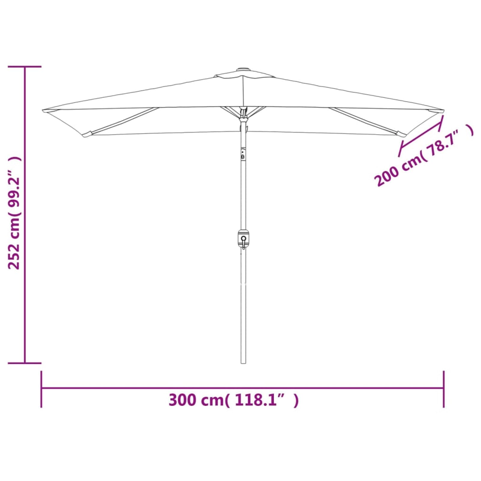 Homgoday Sombrilla de exterior con poste de metal, 300 x 200 cm, azul, para decoración, sombrilla de jardín, sombrillas de exterior, sombrilla de playa, sombrilla de terraza antiviento