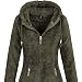 Sublevel Damen Teddyfleece-Jacke Mantel LSL-357 mit Kapuze ivy Olive M