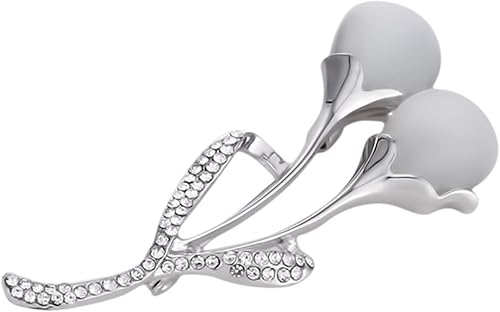 Guoshang - Broche de lirio de ópalo para mujer, color oro rosa, para abrigos, chaquetas, suéteres, accesorios