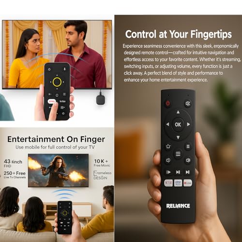 Image of Reliance 43 inch Full HD Smart Cloud LED TV | 250+ Live Channels, 10,000+ Free Movies, Mobile Remote | RW43GD4656FHD (Black)