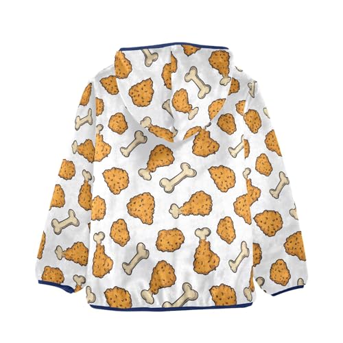 Fried Chicken Toddler Fleece Jacket Baby Boys Hooded Zipper Long Sleeve Thick Warm Outerwear 3-10 Years2