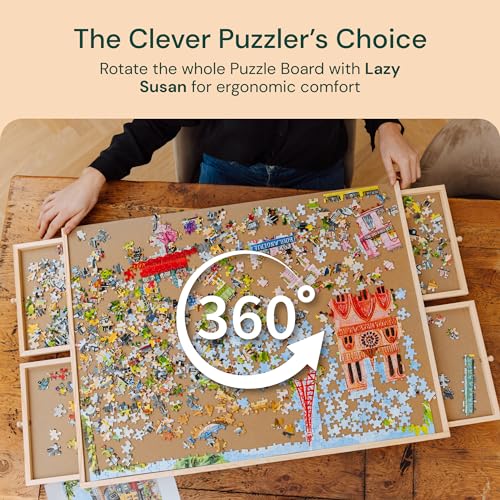 Playvibe PV1009R Rotating Jigsaw Puzzle Board With Drawers 1000 Piece – Puzzle Table thumb #5