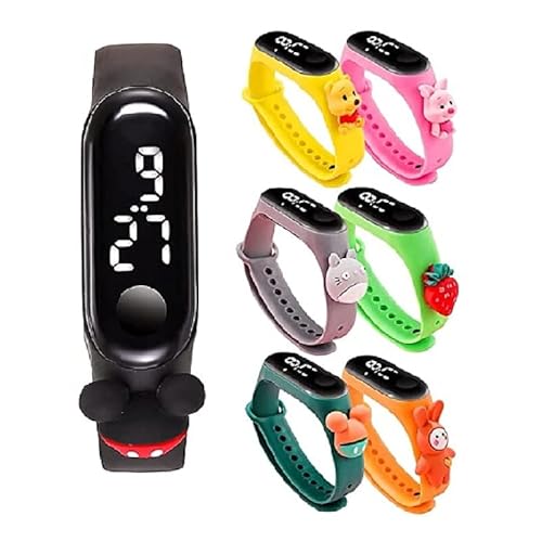 IZU... Cartoon Character Waterproof LED Kids Watches Superhero Theme Waterproof Touch Button Silicone Smart Digital LED Band Bracelet Watch for Kids Boys and Girls. (any color send)