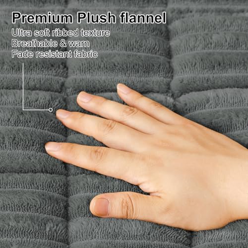 Smiry Couch Cover for Dogs Washable, Non Slip Fuzzy Pet Couch Covers for 3 Cushion Sofa Pet Friendly, Thick Soft Sofa Slipcovers Cushion Protector (Dark Grey, 27.6\" x 47\")