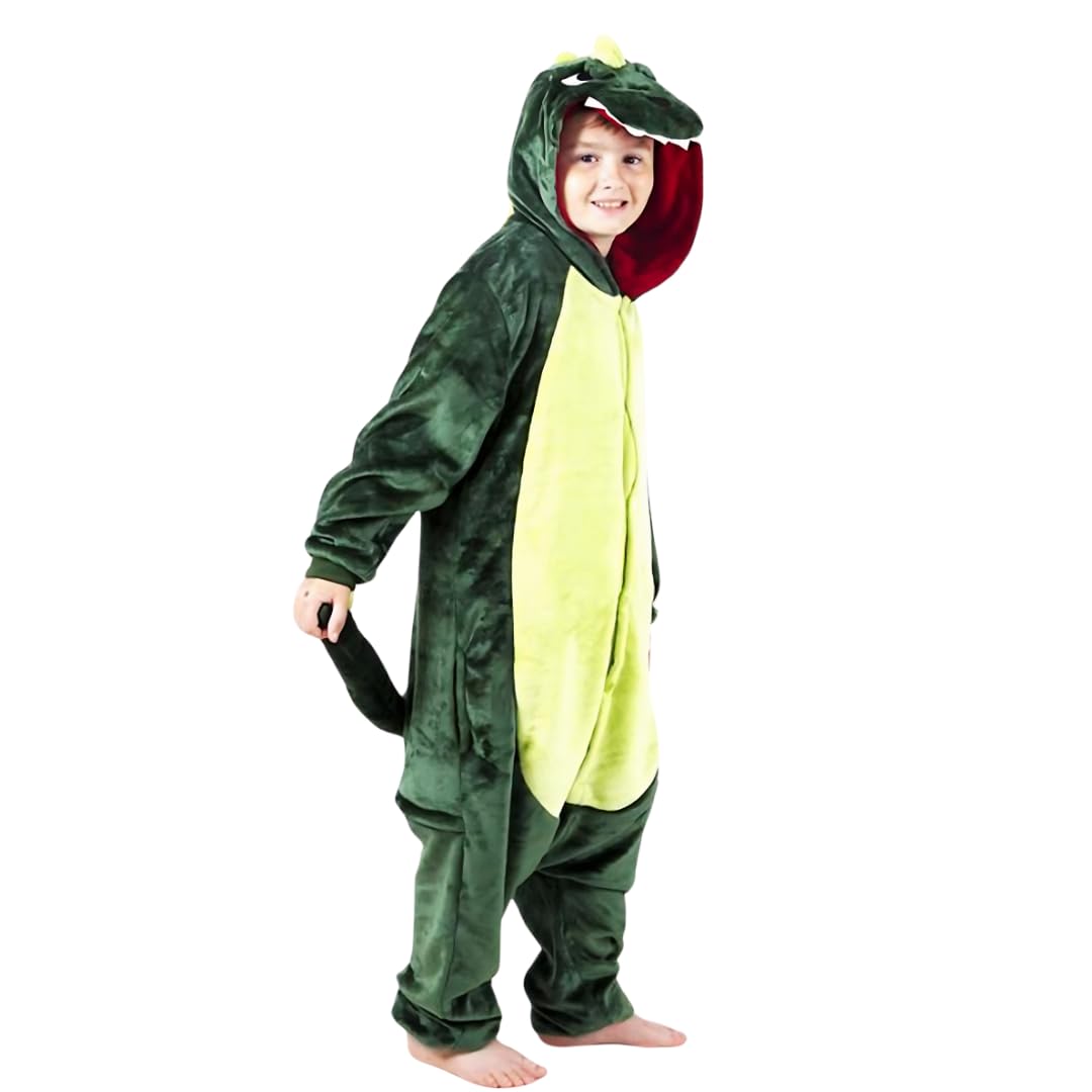 Kids Green Dinosaur Onesie for Kid Kigurumi Animal Pajama Halloween Costumes 8-10 Y