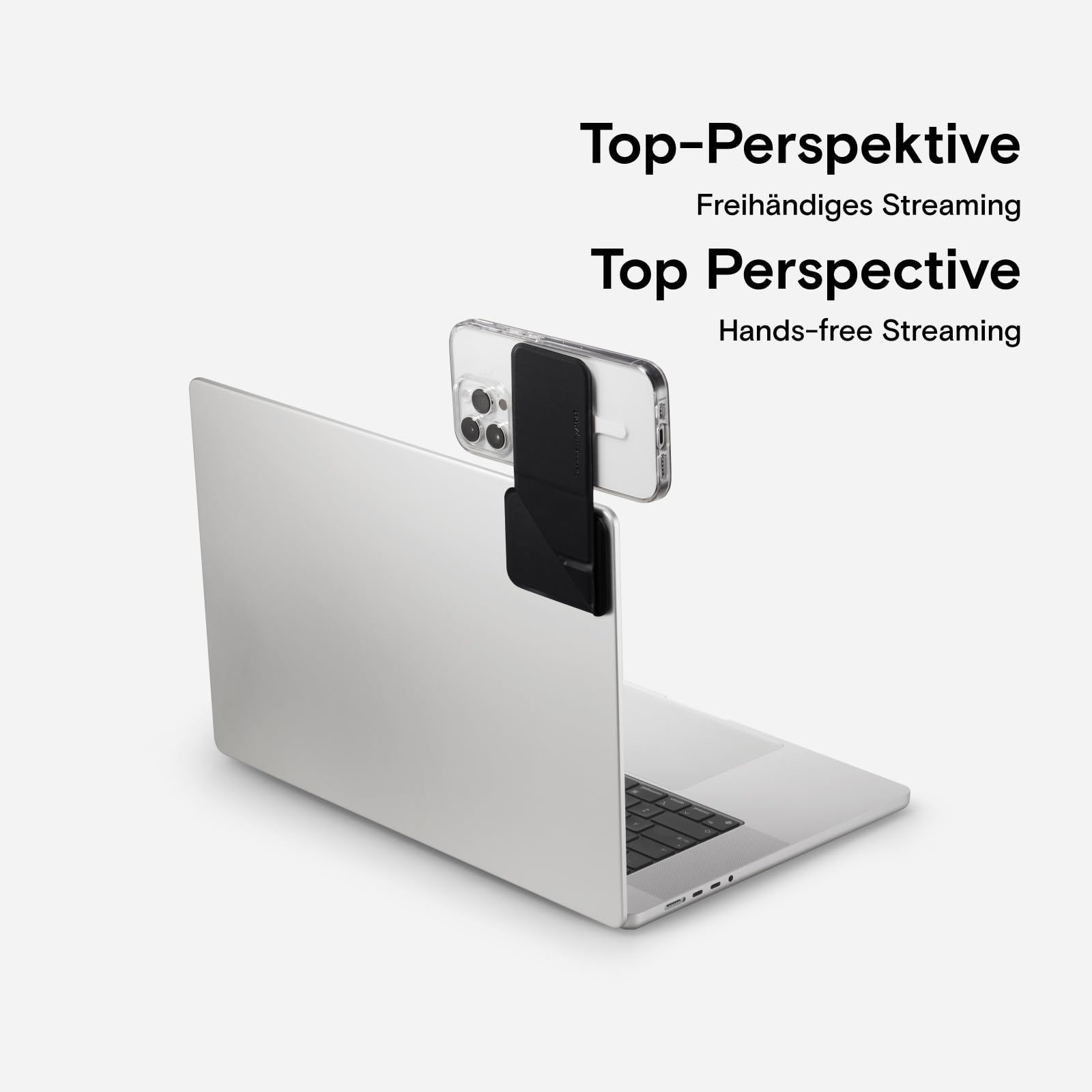 MOFT Supporto magnetico per iPhone, supporto laterale per monitor del telefono sottile e pieghevole, staffa di espansione per computer portatile (Nero)