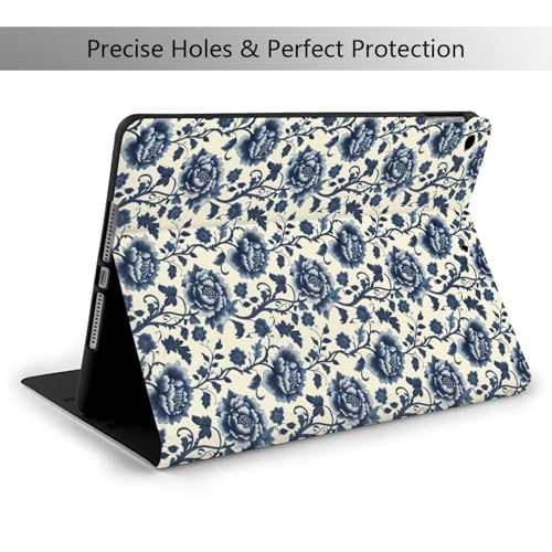 Étui de tablette iPad 10.2 veille automatique, design fleurs rétro