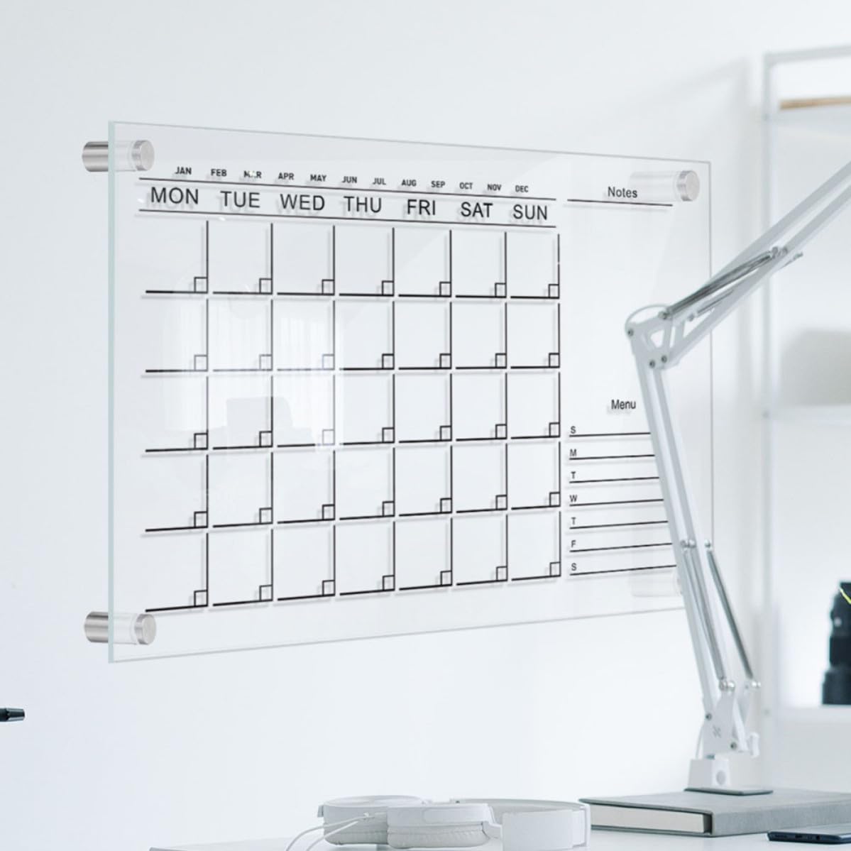 Set da 2 Lavagne Memo in Acrilico Trasparente Cancellabili per Parete, Design Semplice Moderno, per Ufficio e Cucina, Funzione Scrittura e Disegno