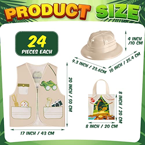 Newcotte 72 Pcs Kids Explorer Costume Toy Include 24 Kids Explorer Vest 24 Kids Party Plastic Explorer Hats 24 Tote Bag For Kids Outdoor Activity Jungle Party Tent Style Tote Bag #TOP2