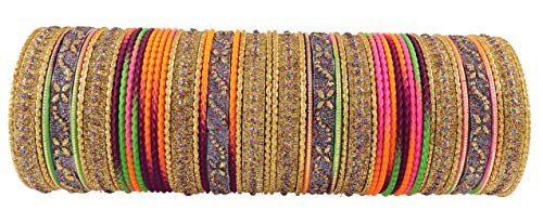 Image of NMII Non-Precious Metal with Base Metal Spreads with Zari Glossy Finished Premium Traditional Bridal Chuda Bangle set for Women and Girls