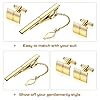 Herdear Men's Gold Tie Clips and Cufflinks Set with Gift Bag Business Necktie Clip Personalised Shirt Suit Cuff Links for Men Gifts Wedding Jewellery Accessories #2