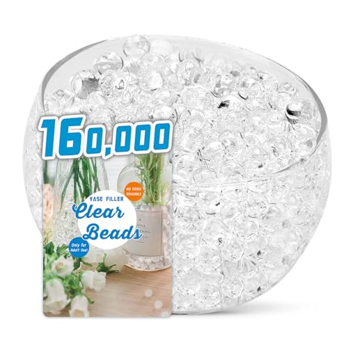 ORIKASO 160,000 Clear Water Gel Beads for Centerpieces, Tansparent Vase Filler for Floating Candle, Christmas Decoration, Wedding Centerpiece, Floral Decorations, Soilless Planting