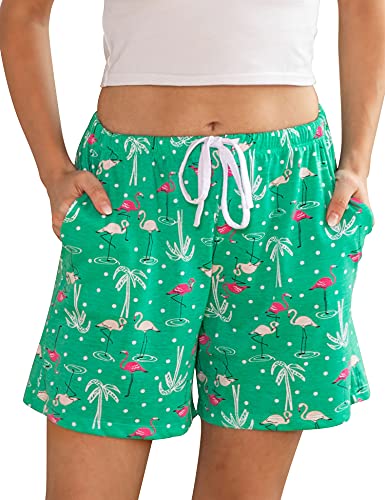 Image of ENJOYNIGHT Women Pajama Shorts Cotton Lounge Bottoms with Pockets | Cotton Soft Fabric, Drawstring Elastic Waistband, Cute Printed Sleep Shorts