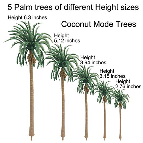 AnyBack Diorama Rain Forest Tropical Model Trees Bushes Jungle Décor Kit Hobby Train Scenery Set Supplies Miniature Palm Coconut Oak Figurines Artificial Plants Toys with Green Leaves 27 - Image 5