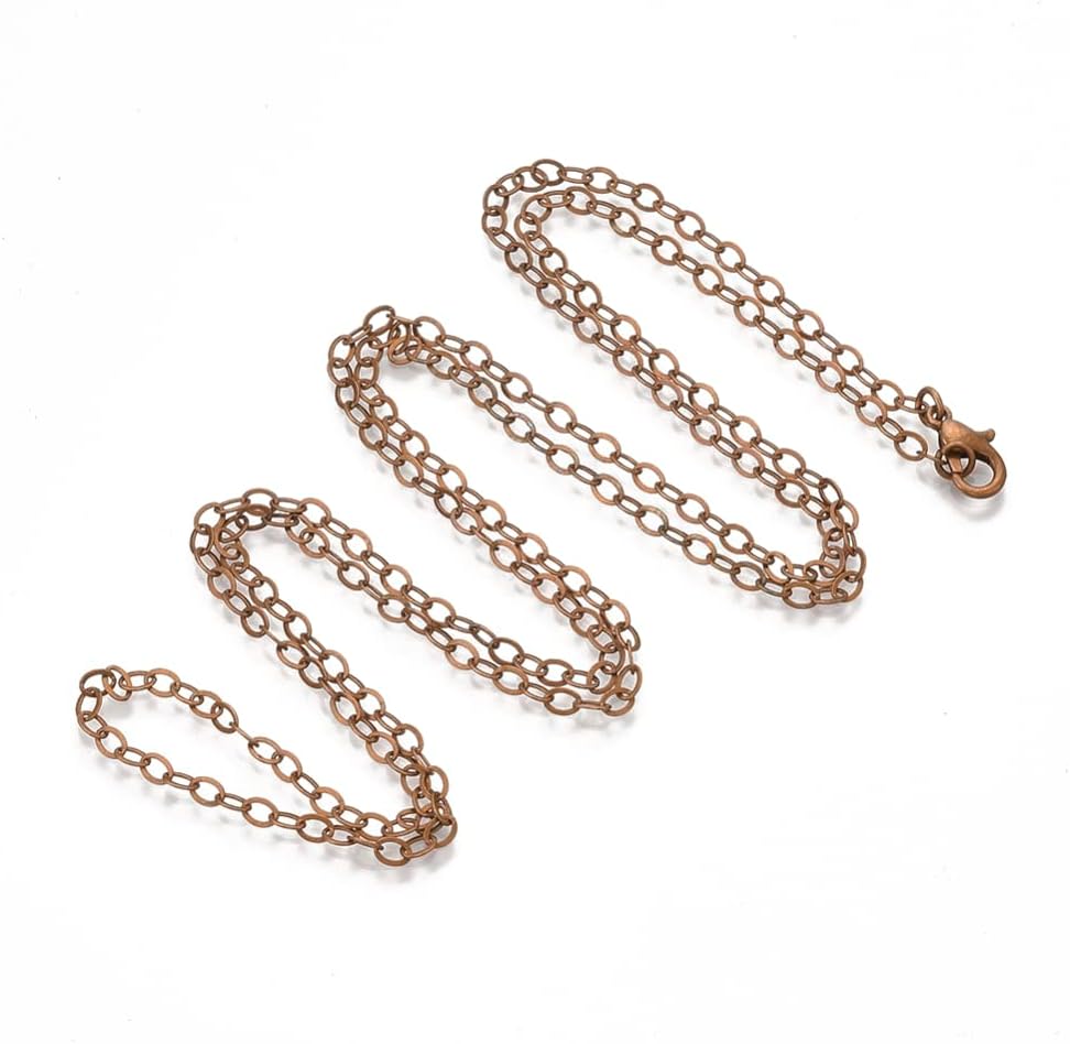 Lot of 4 Antique Copper Plated 32 Inch Long 3mm Thick Cable Link Brass Metal Chain Necklaces with Lobster Clasps - Image 2
