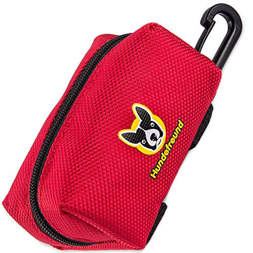 Hundefreund Dispenser per sacchetti per escrementi di cane con 2 possibilità di fissaggio | Dispenser di sacchetti di gas rosso da amico di cani